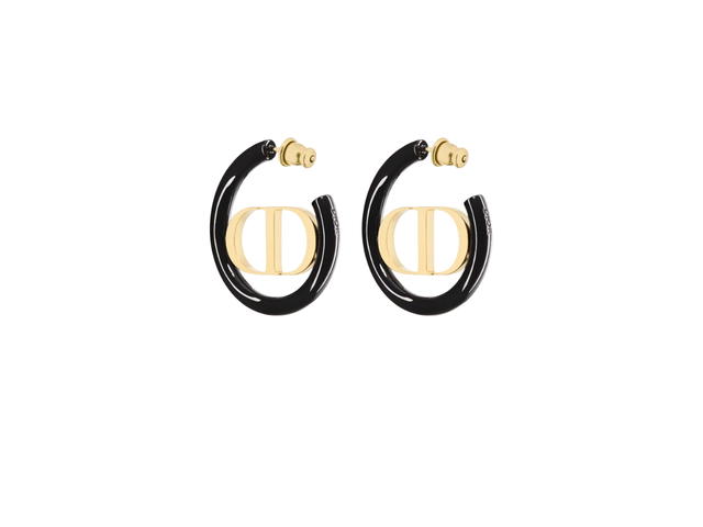 Dior Dior 30 Montaigne Earrings In Black Lacquer With Gold-Finish Metal Hardware - view 2