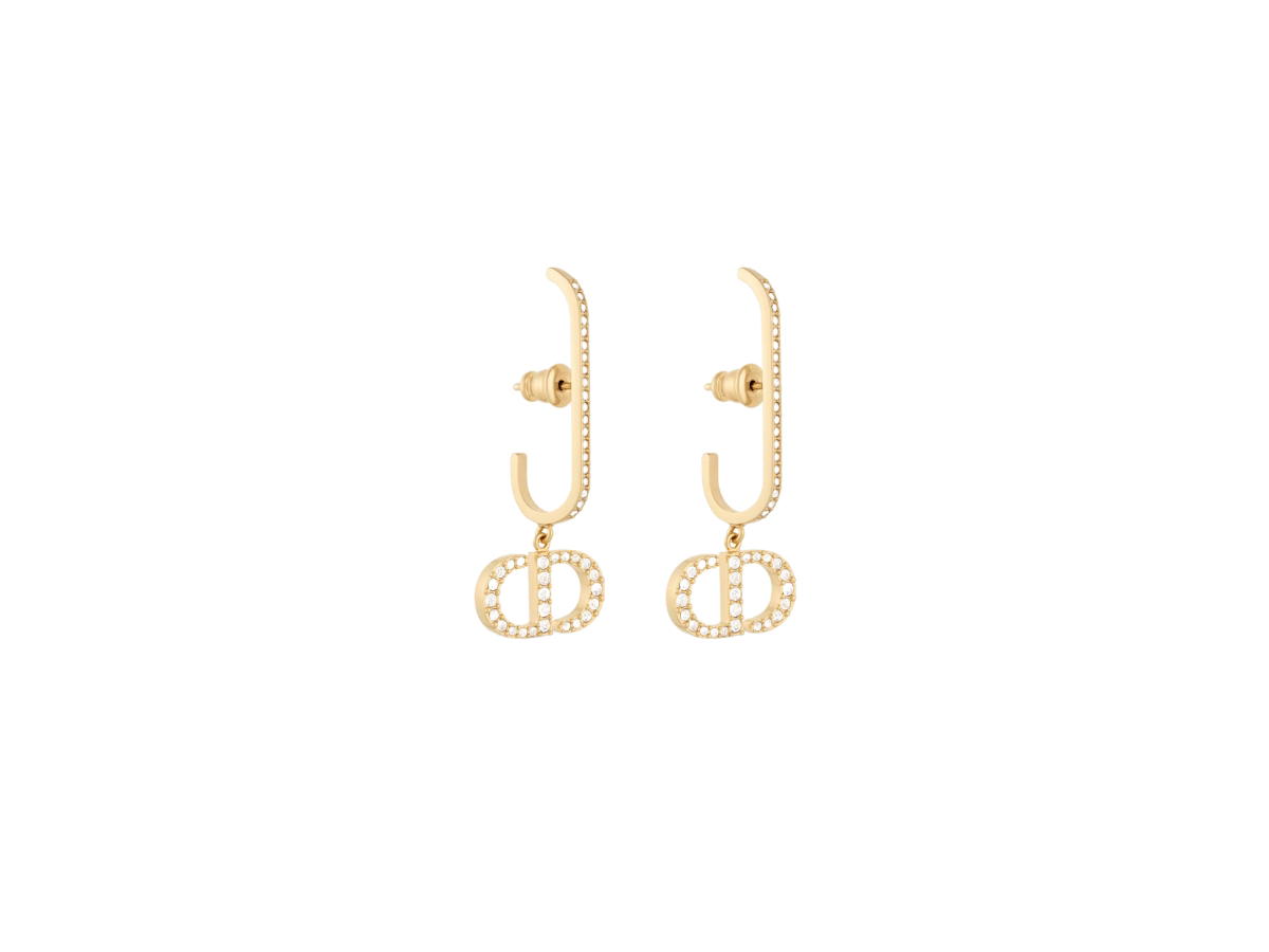 Dior Dior 30 Montaigne Earrings In Gold-Finish Metal and White Crystals