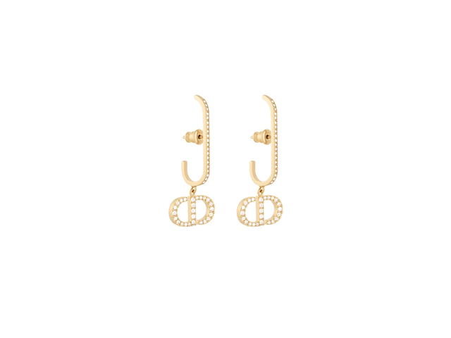 Dior Dior 30 Montaigne Earrings In Gold-Finish Metal and White Crystals - view 1