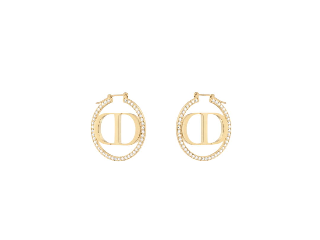 Dior Dior 30 Montaigne Earrings In Gold-Finish Metal With White Crystals