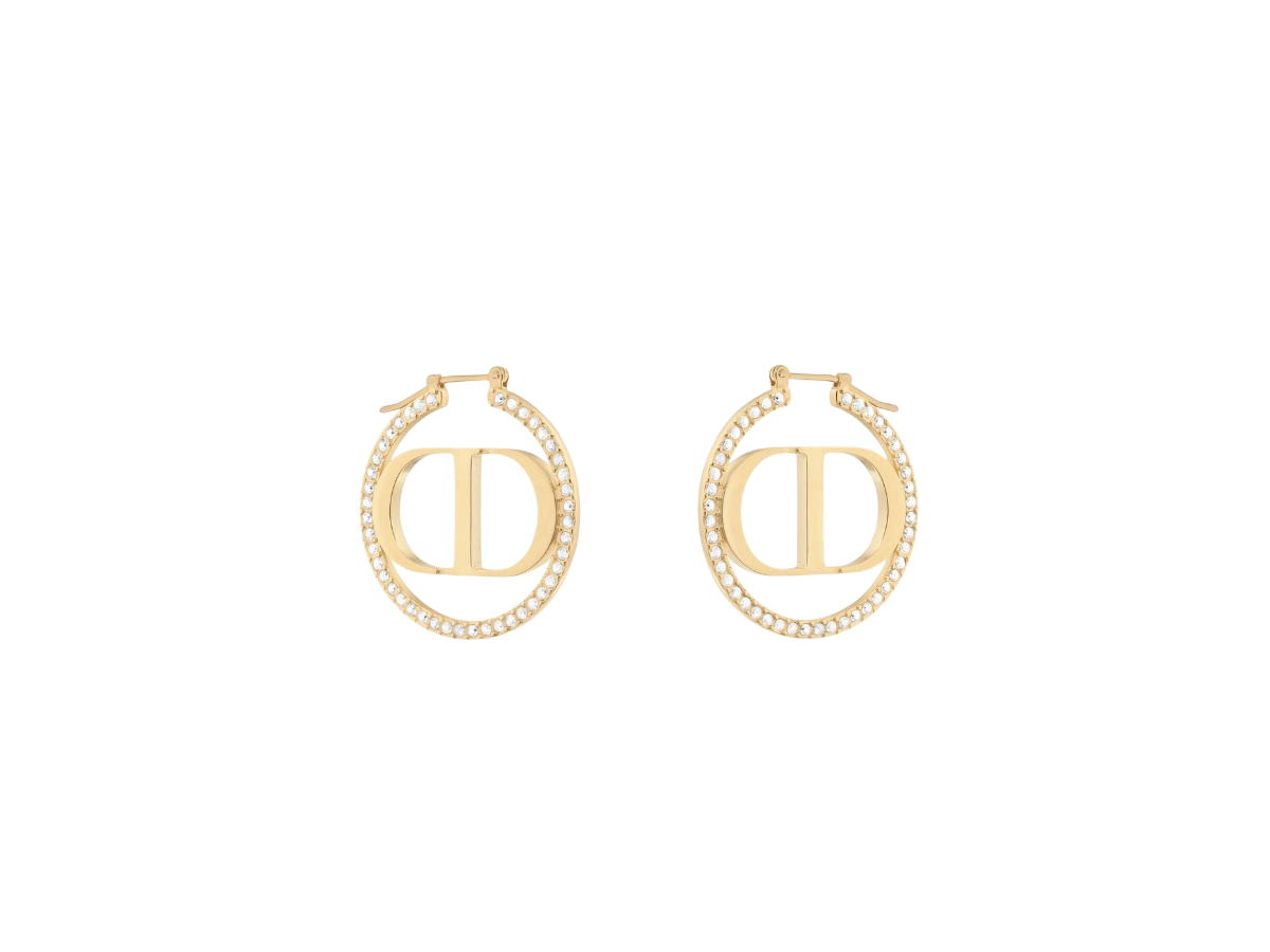 Dior Dior 30 Montaigne Earrings In Gold-Finish Metal With White Crystals