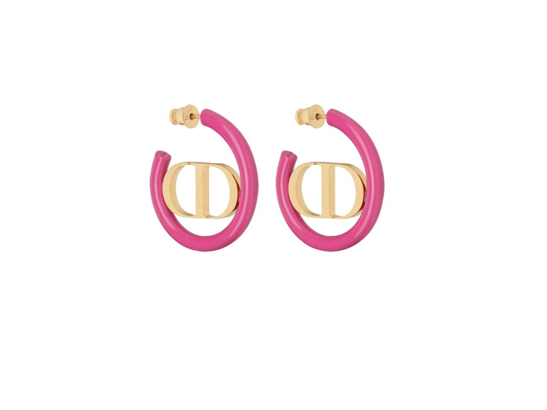 Dior Dior 30 Montaigne Earrings In Rani Pink Lacquer With Gold-Finish Metal Hardware