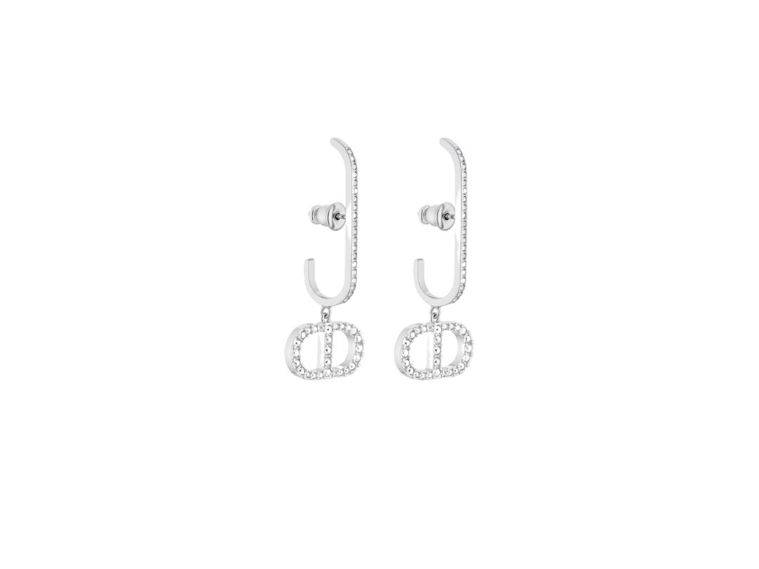 Dior Dior 30 Montaigne Earrings In Silver-Finish Metal And Silver-Tone Crystals