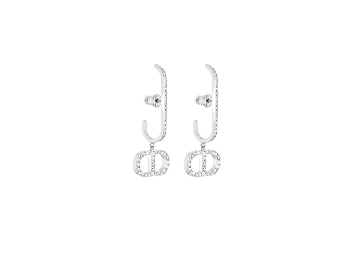Dior Dior 30 Montaigne Earrings In Silver-Finish Metal And Silver-Tone Crystals