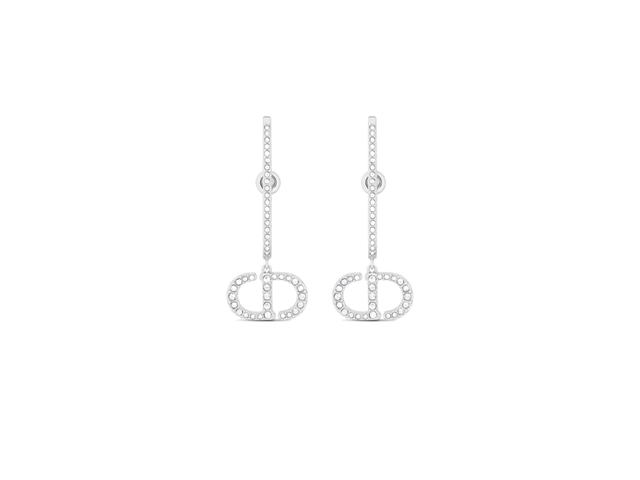 Dior Dior 30 Montaigne Earrings In Silver-Finish Metal And Silver-Tone Crystals - view 2