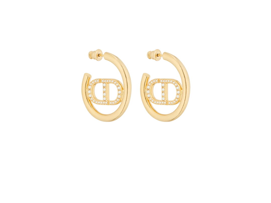 Dior Dior 30 Montaigne Earrings In White Resin Pearls With Gold-Finish Metal Hardware