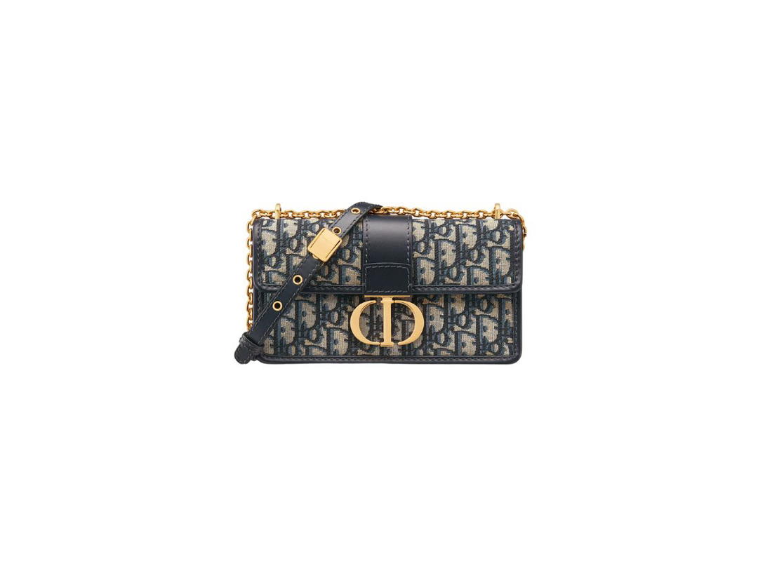 Dior Dior 30 Montaigne East-West Bag With Chain In Blue Dior Oblique Jacquard