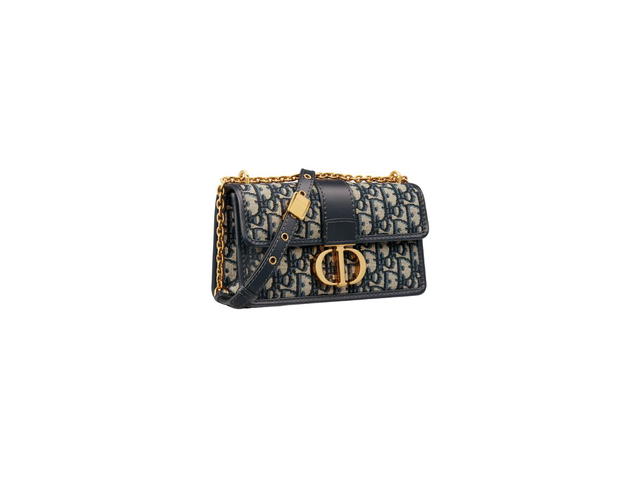 Dior Dior 30 Montaigne East-West Bag With Chain In Blue Dior Oblique Jacquard - view 3
