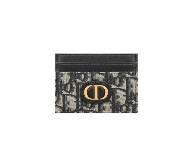 Dior Dior 30 Montaigne Five-Slot Card Holder In Blue Dior Oblique Jacquard With Gold Hardware - view 1