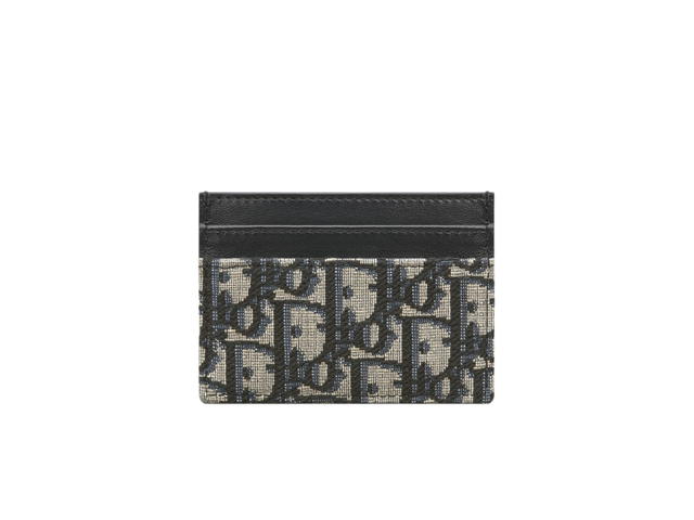 Dior Dior 30 Montaigne Five-Slot Card Holder In Blue Dior Oblique Jacquard With Gold Hardware - view 2