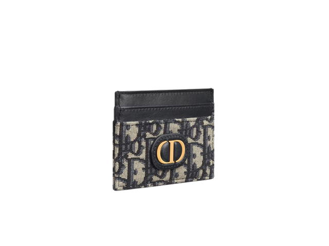 Dior Dior 30 Montaigne Five-Slot Card Holder In Blue Dior Oblique Jacquard With Gold Hardware - view 3