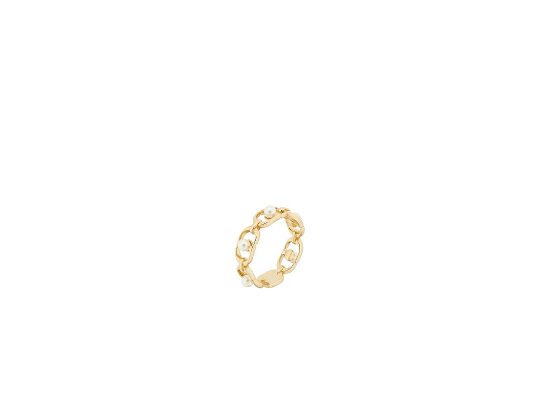 Dior Dior 30 Montaigne Jolie Ring In Gold-Finish Metal And White Resin Pearls