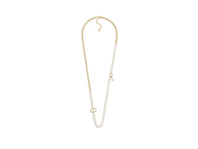 Dior Dior 30 Montaigne Long Necklace In Gold-Finish Metal And Silver-Tone Crystals - view 1