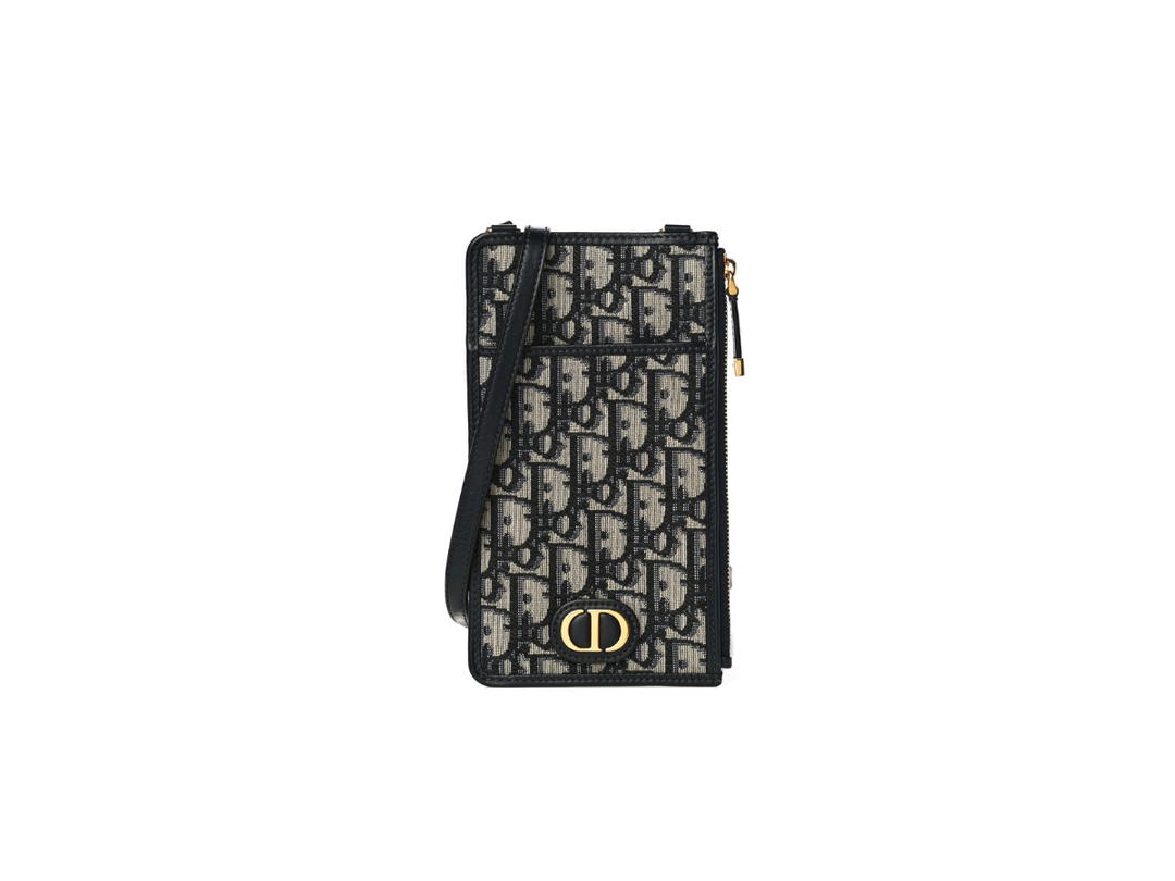 Dior Dior 30 Montaigne Long Wallet In Blue Dior Oblique Jacquard With Gold Hardware