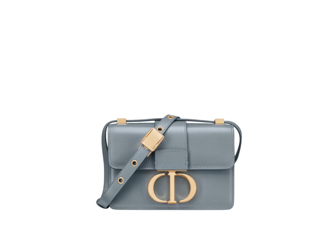Dior Dior 30 Montaigne Micro Bag In Blue-Gray Box Calfskin With Gold-finish Metal