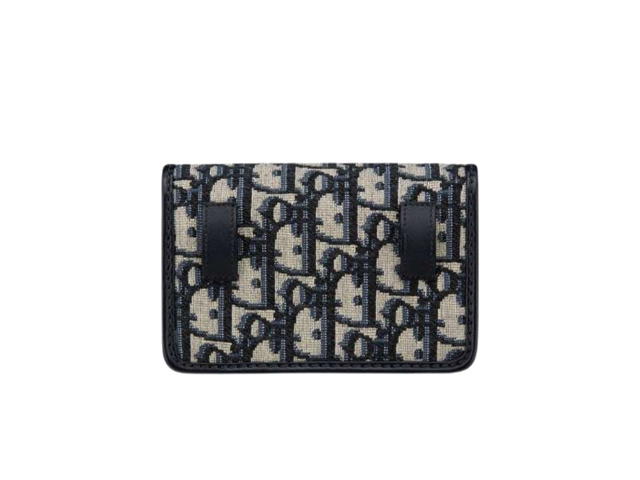 Dior Dior 30 Montaigne Nano Pouch In Blue Dior Oblique Jacquard With Shiny Antique Gold-Finish Metal - view 2