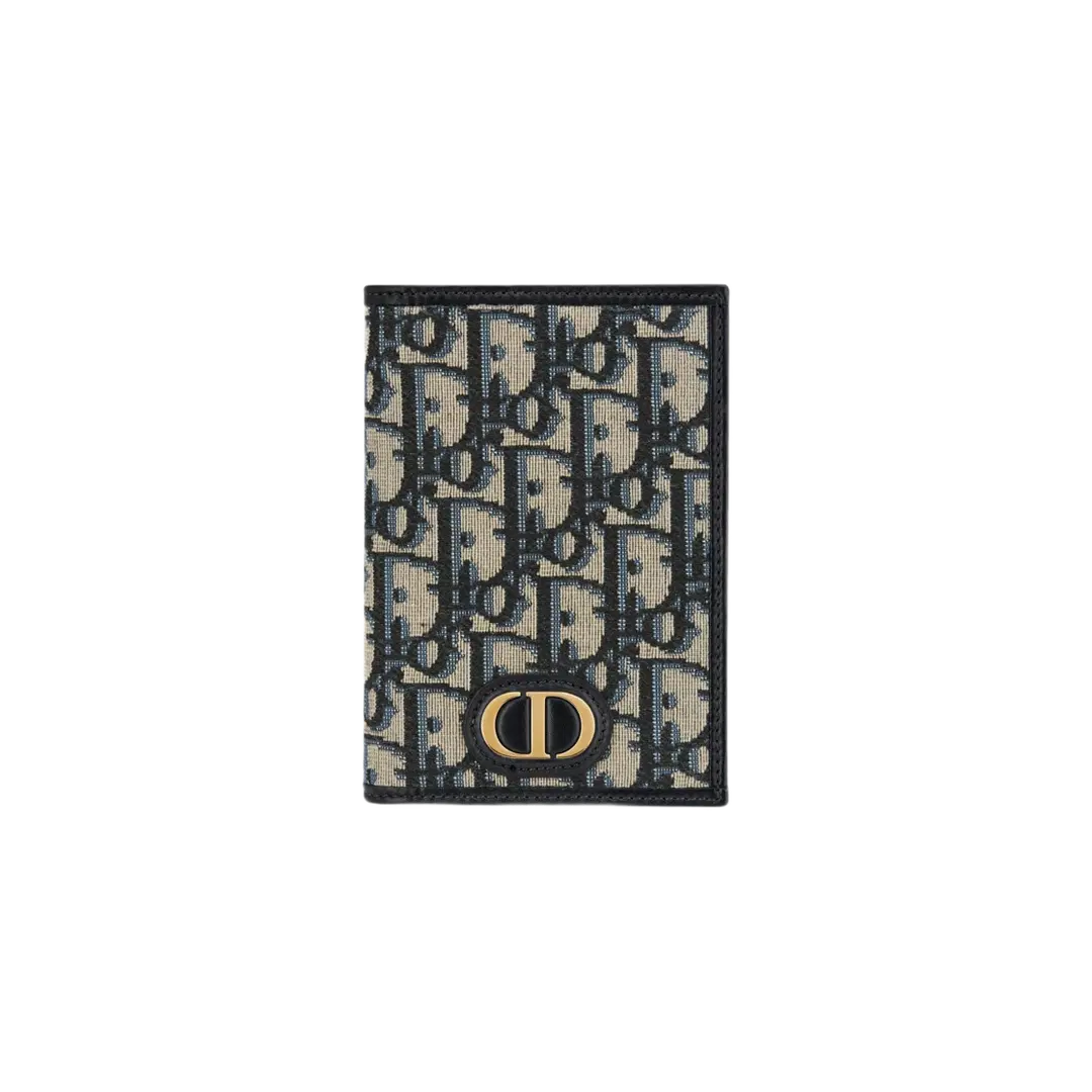 Dior Dior 30 Montaigne Passport Holder Blue Dior Oblique Jacquard