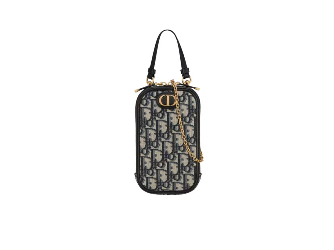Dior Dior 30 Montaigne Phone Holder In Dior Oblique Jacquard With Gold-Tone Hardware