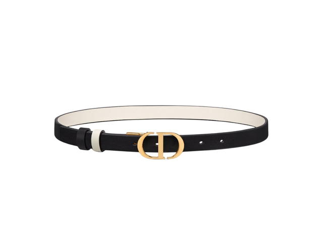 Dior Dior 30 Montaigne Reversible Belt 20MM In Black and Latte Smooth Calfskin With Shiny Gold-Finish Metal - view 1