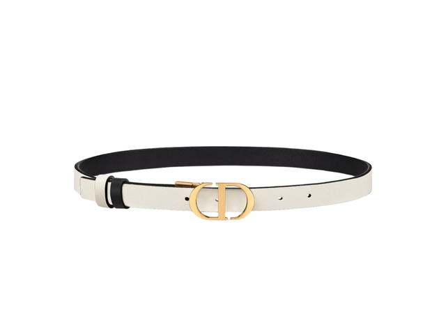 Dior Dior 30 Montaigne Reversible Belt 20MM In Black and Latte Smooth Calfskin With Shiny Gold-Finish Metal - view 2