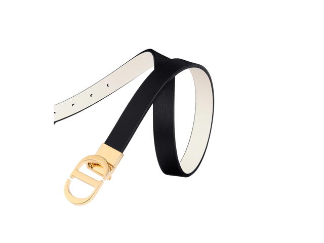 Dior Dior 30 Montaigne Reversible Belt 20MM In Black and Latte Smooth Calfskin With Shiny Gold-Finish Metal - view 3
