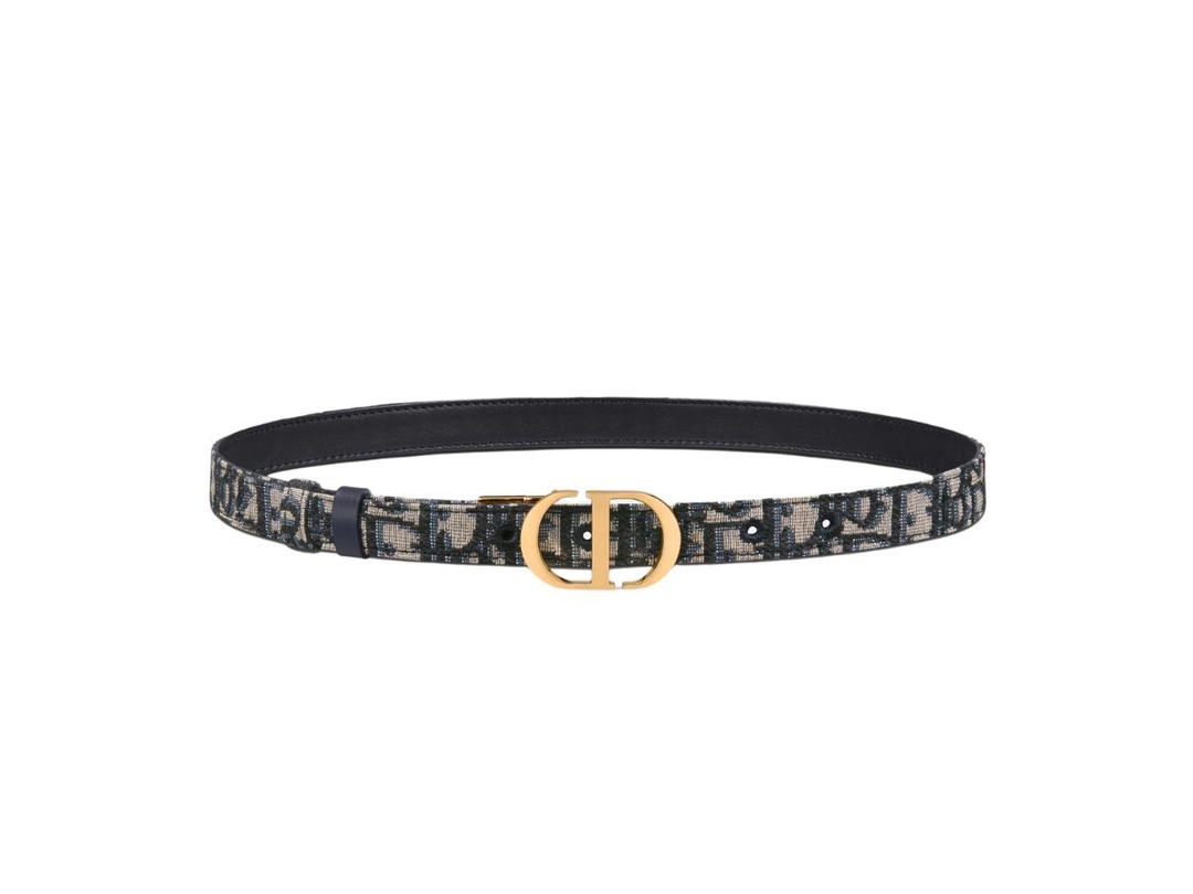 Dior Dior 30 Montaigne Reversible Belt In Blue Smooth Calfskin And Dior Oblique Jacquard (20 MM)