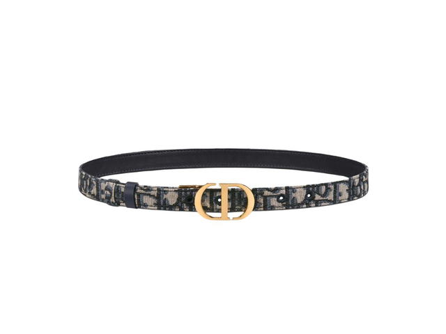 Dior Dior 30 Montaigne Reversible Belt In Blue Smooth Calfskin And Dior Oblique Jacquard (20 MM) - view 1