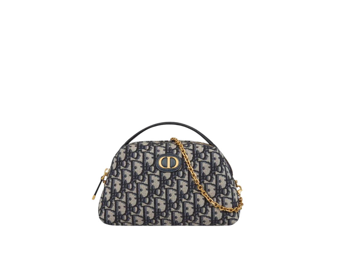 Dior Dior 30 Montainge D-Cosy Mini Bag In Blue Oblique Jacquard With Gold-Finish Metal Hardware