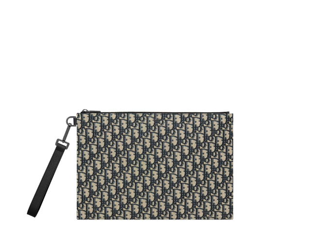 Dior Dior A4 Pouch In Beige And Black Dior Oblique Jacquard With Ruthenium-Finish - view 1