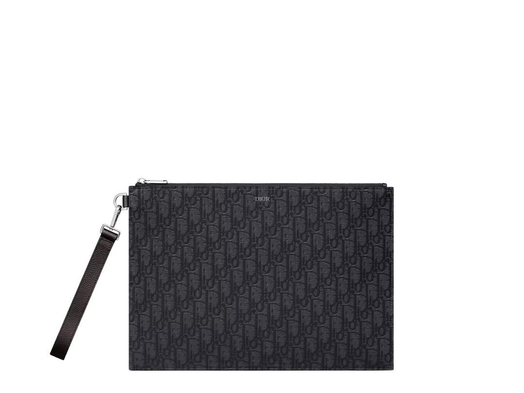 Dior Dior A4 Pouch In Black Dior Oblique Jacquard With Ruthenium-Finish