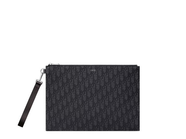 Dior Dior A4 Pouch In Black Dior Oblique Jacquard With Ruthenium-Finish - view 1