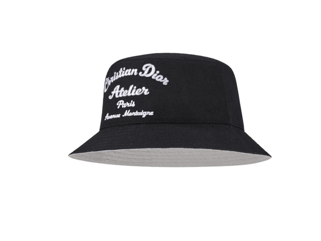 Dior Dior Atelier Bucket Hat In Black Cotton Canvas
