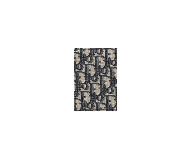 Dior Dior Bi-Fold Card Holder In Beige And Black Dior Oblique Jacquard With Ruthenium-Finish Brass - view 2
