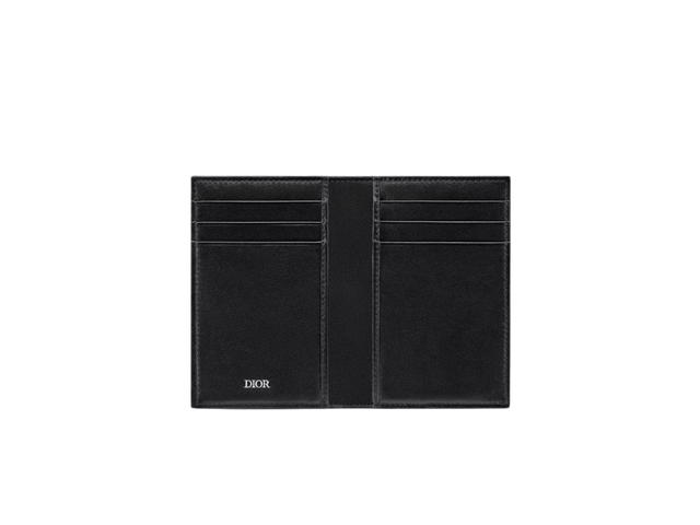 Dior Dior Bi-Fold Card Holder In Beige And Black Dior Oblique Jacquard With Ruthenium-Finish Brass - view 3