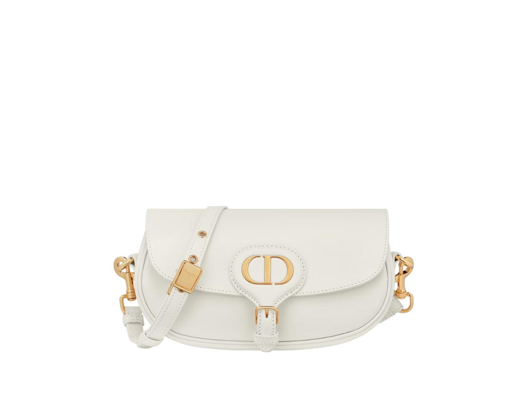 Dior Dior Bobby East-West Bag In Latte Box Calfskin With Gold-Finish Metal Hardware White