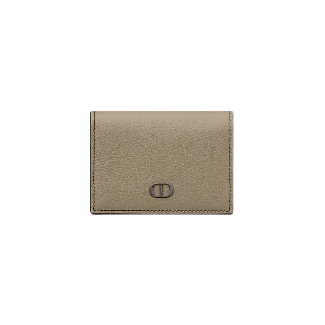 Dior Dior Business Card Holder Beige Grained Calfskin CD Icon Signature