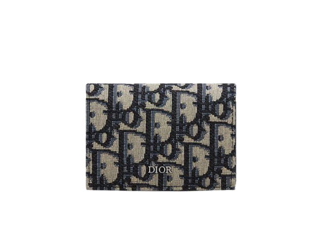 Dior Dior Business Card Holder In Beige And Black Dior Oblique Jacquard With Ruthenium-Finish Brass - view 1