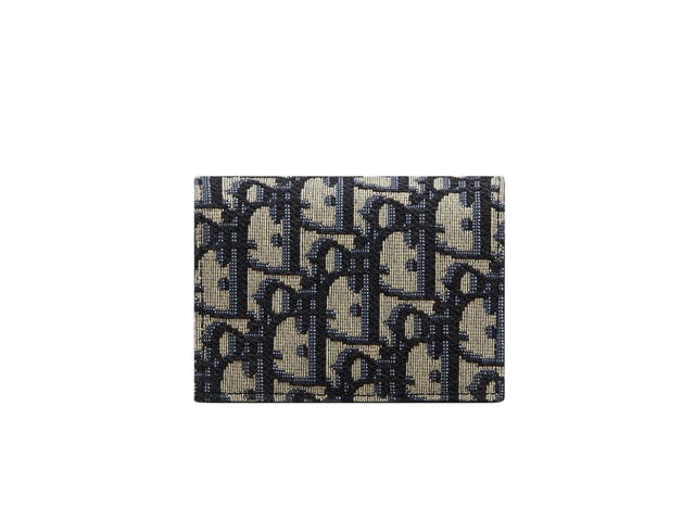 Dior Dior Business Card Holder In Beige And Black Dior Oblique Jacquard With Ruthenium-Finish Brass - view 2