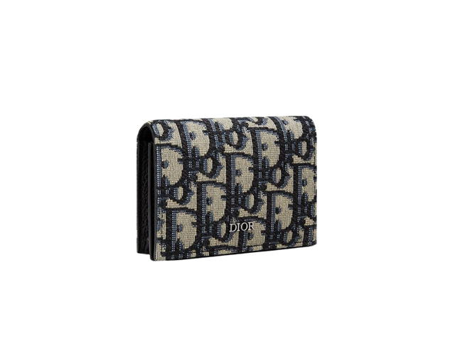 Dior Dior Business Card Holder In Beige And Black Dior Oblique Jacquard With Ruthenium-Finish Brass - view 4