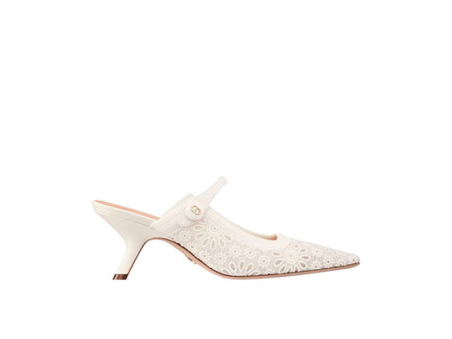 Dior Dior Capture Heeled Mule In Transparent Mesh Embroidered With White Saint-Gall Motif (W) - view 1
