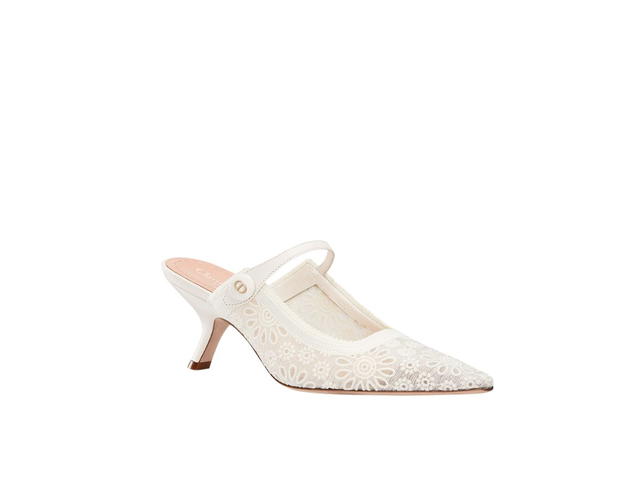 Dior Dior Capture Heeled Mule In Transparent Mesh Embroidered With White Saint-Gall Motif (W) - view 2