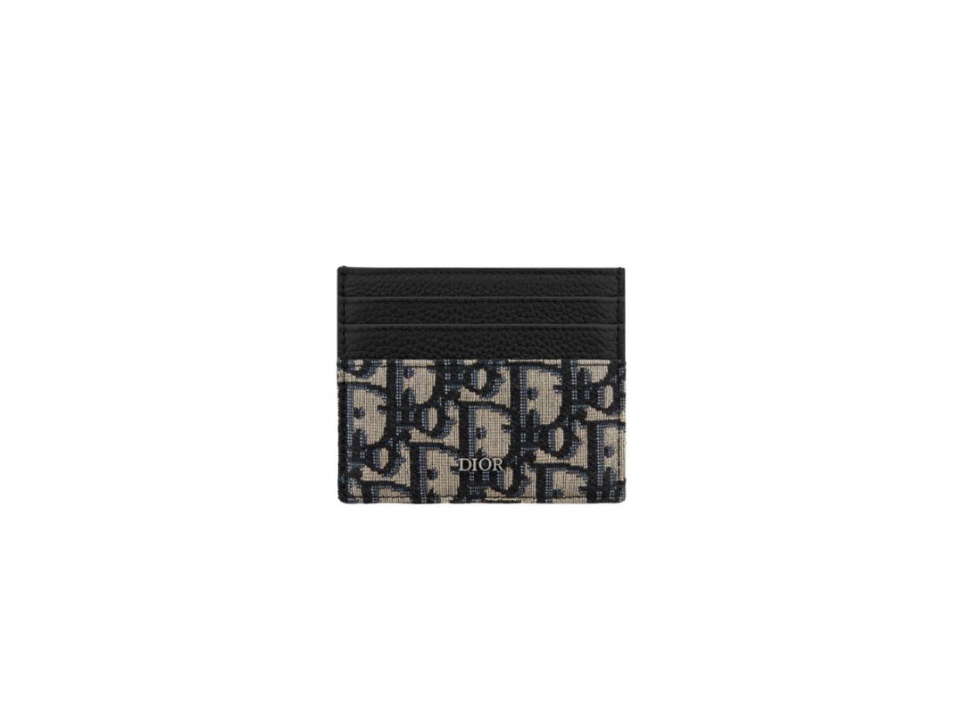 Dior Dior Card Holder Beige and Black Dior Oblique Jacquard and Black Grained Calfskin