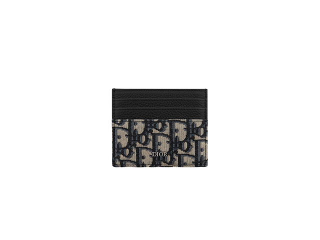 Dior Dior Card Holder Beige and Black Dior Oblique Jacquard and Black Grained Calfskin - view 1