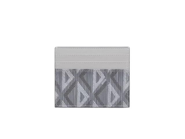 Dior Dior Card Holder CD Diamond Canvas In Dior Gray Smooth Calfskin With Palladium-Finish Brass Hardware - view 2