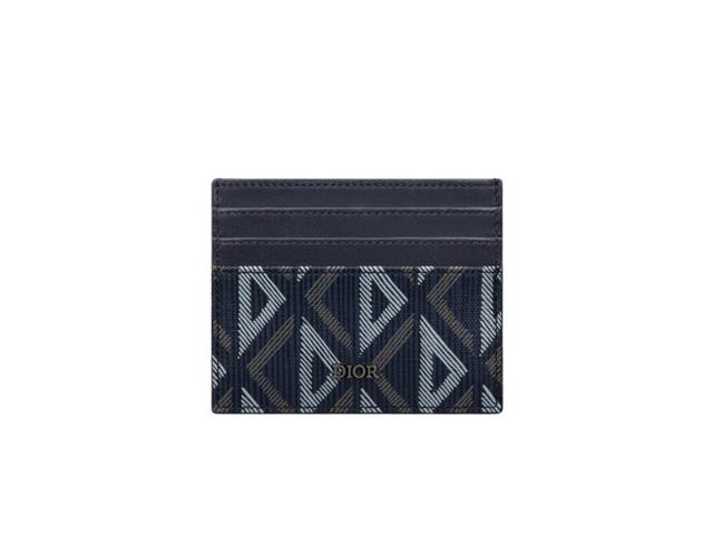 Dior Dior Card Holder CD Diamond Canvas In Navy Blue Smooth Calfskin With Ruthenium-Finish Brass Hardware - view 1