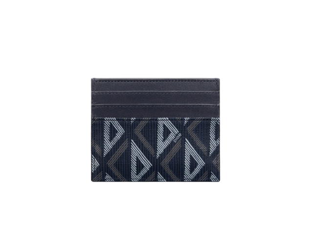 Dior Dior Card Holder CD Diamond Canvas In Navy Blue Smooth Calfskin With Ruthenium-Finish Brass Hardware - view 2