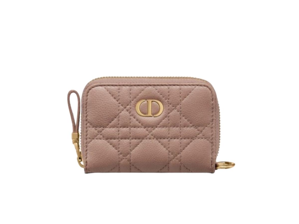 Dior Dior Card Holder In Calfskin With Gold Hardware Blush