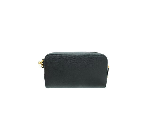 Dior Dior Caro Double Pouch In Black Grained Calfskin With Gold Finish Hardware - view 2