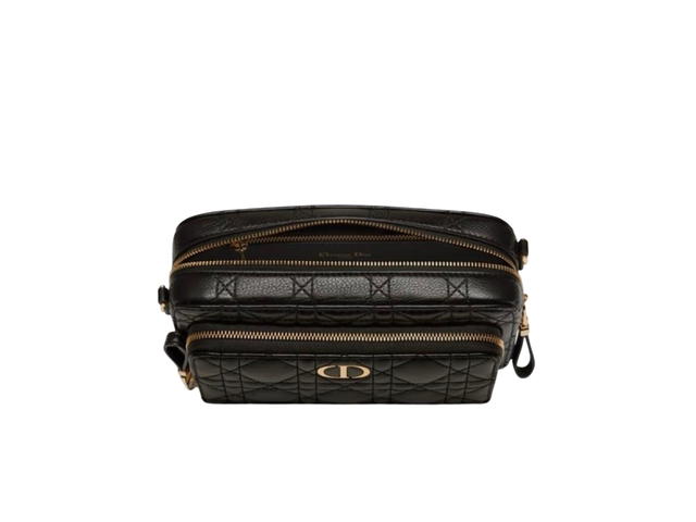 Dior Dior Caro Double Pouch In Supple Cannage Calfskin With Gold-tone Hardware Black - view 3