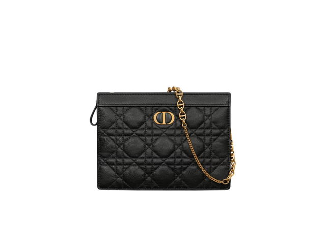 Dior Dior Caro Every Dior Pouch In Black Supple Cannage Calfskin With Gold Hardware - view 1